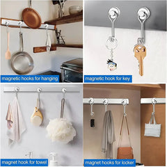 Heavy-Duty Magnetic Hooks (16mm / 20mm, Neodymium, Strong Pull) | Pack of 10 Pieces