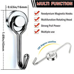 Heavy-Duty Magnetic Hooks (16mm / 20mm, Neodymium, Strong Pull) | Pack of 10 Pieces
