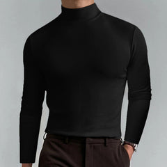 🔥 Men's High Neck Slim Fit T-Shirt - Stretchy & Breathable for Gym or Casual, Modern Style & Comfort 🏃♂️📦