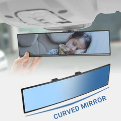 Wide curved rearview mirror for cars