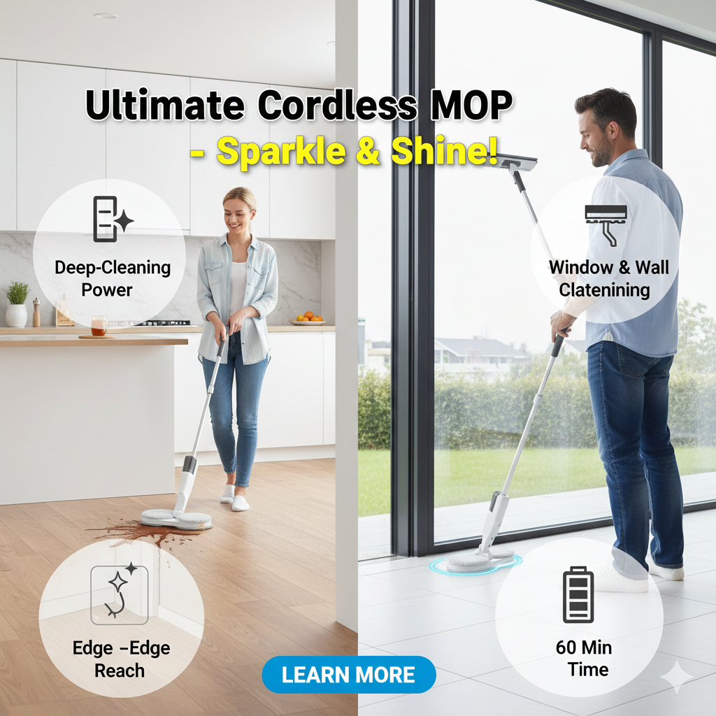 Mop Lightweight  Mop with Water Sprayer, Rechargeable for Hardwood Tile Marble Floors