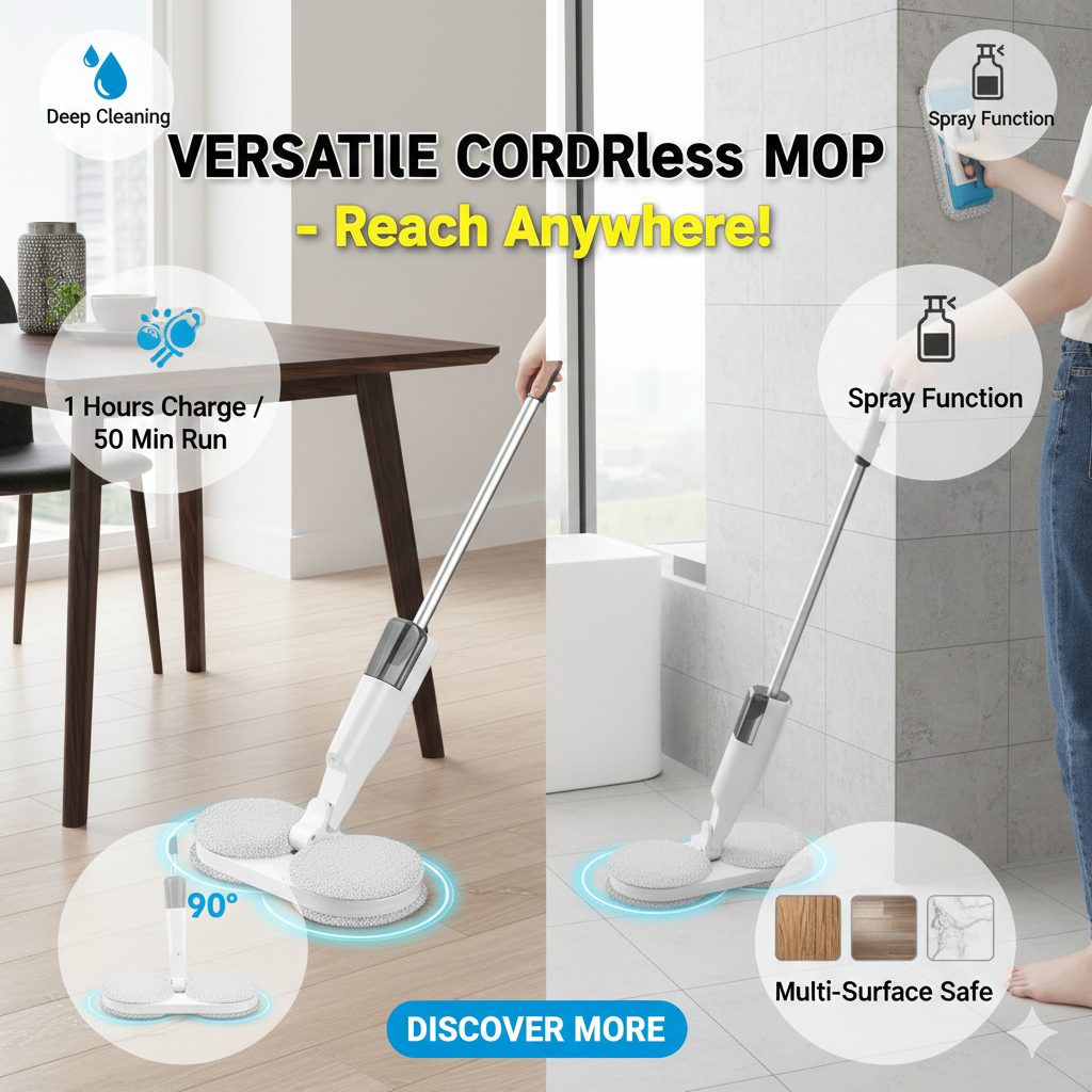 Mop Lightweight  Mop with Water Sprayer, Rechargeable for Hardwood Tile Marble Floors