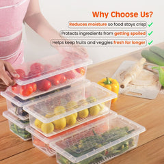 Fridge Storage Containers with Drain Plate