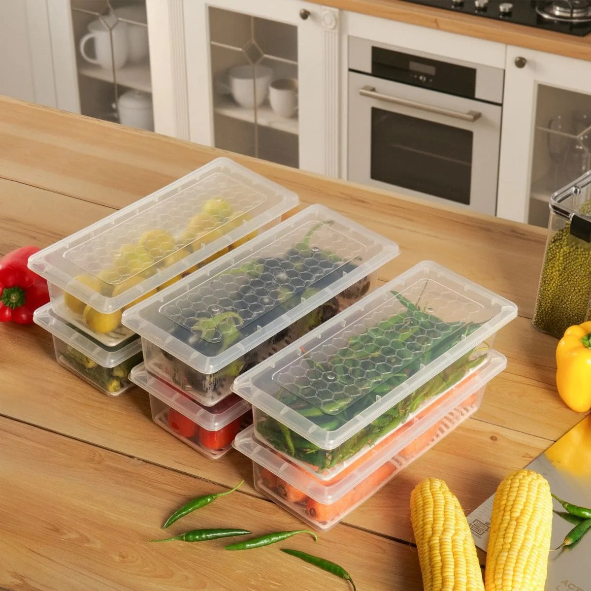 Fridge Storage Containers with Drain Plate