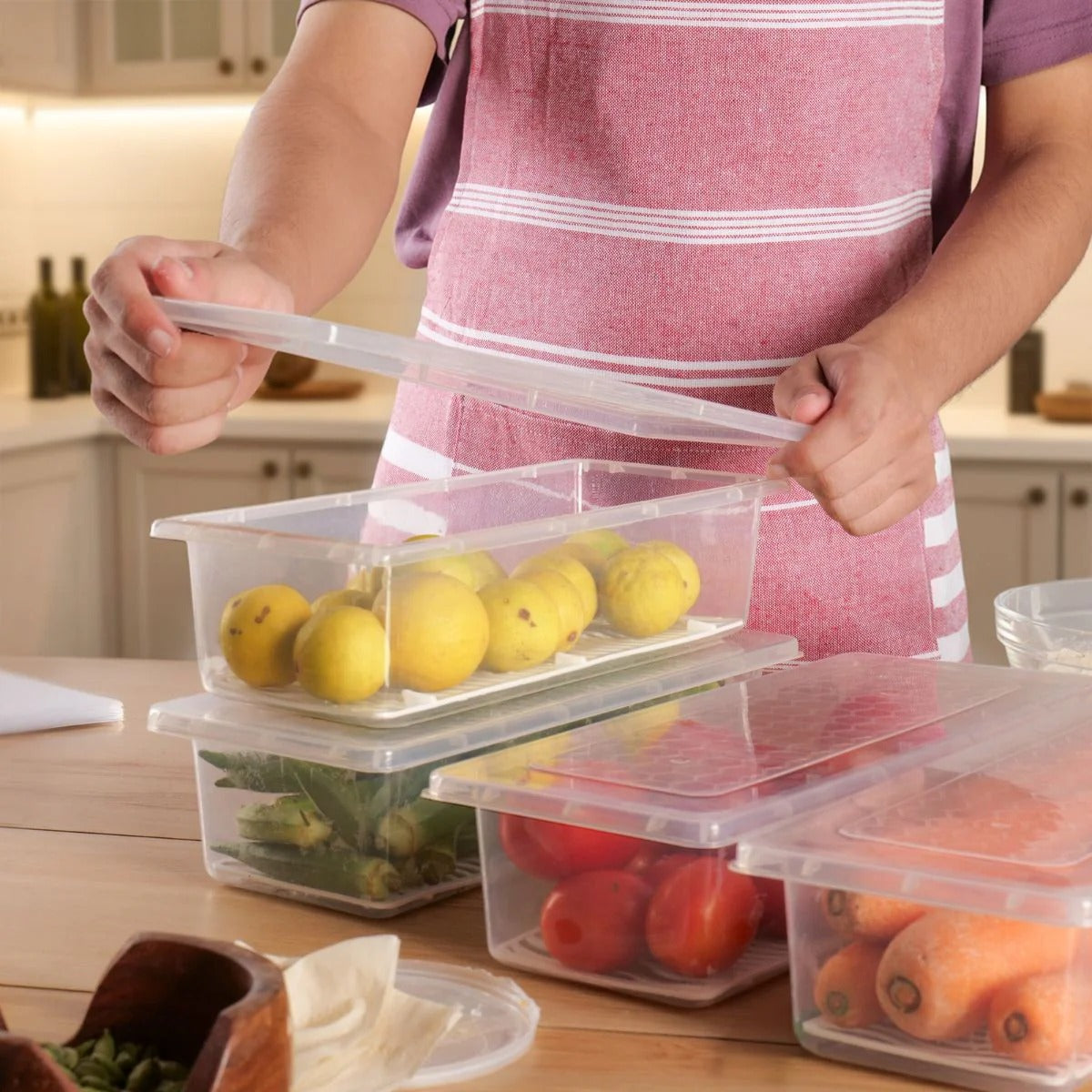 Fridge Storage Containers with Drain Plate