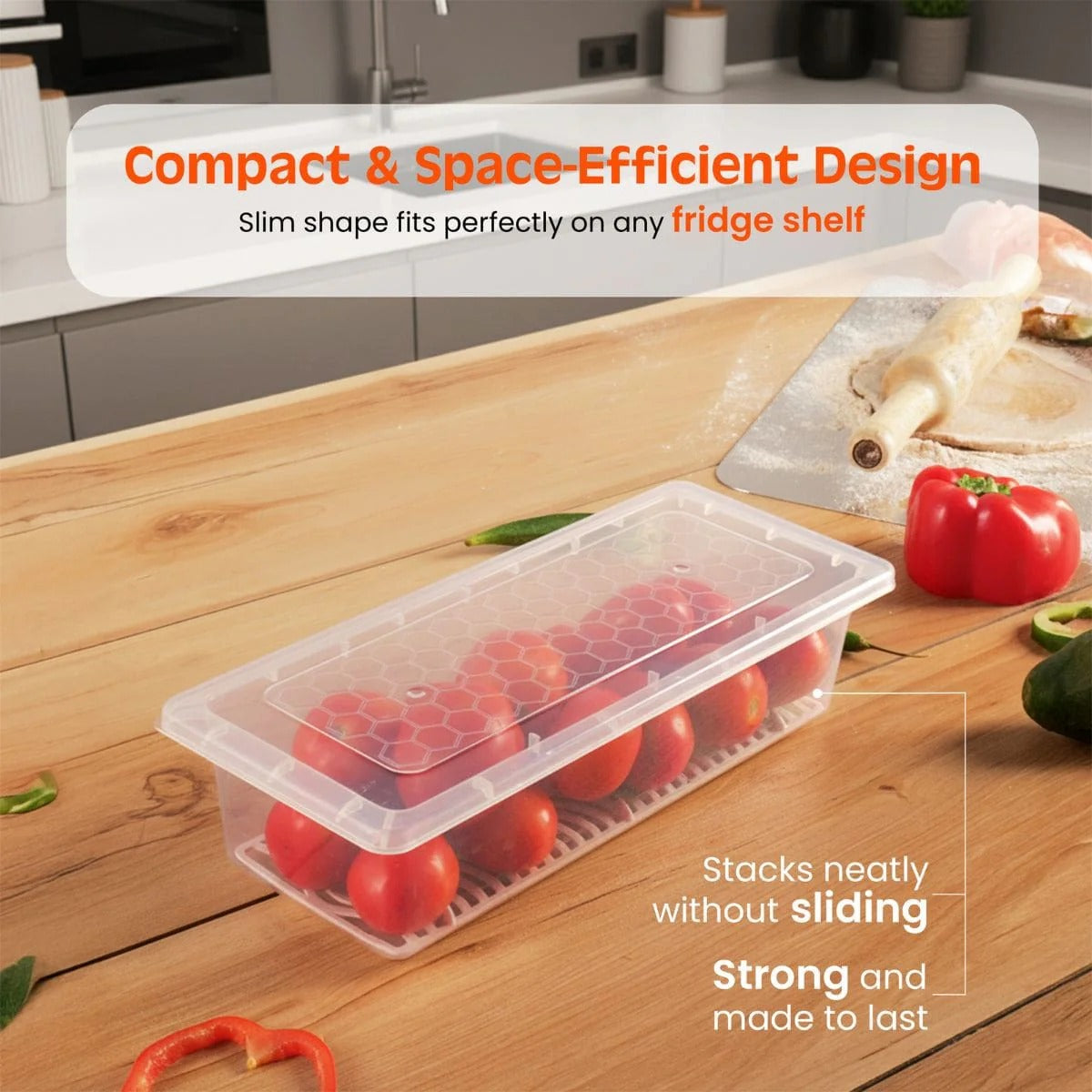 Fridge Storage Containers with Drain Plate